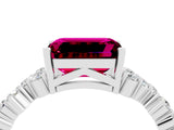 White gold Emerald Cut Diamond Cluster Pavé Band with Four-Prong Setting_4