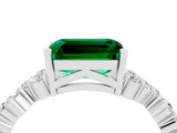 White gold Emerald Cut Diamond Cluster Pavé Band with Four-Prong Setting_4
