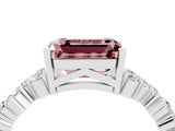 White gold Emerald Cut Diamond Cluster Pavé Band with Four-Prong Setting_4