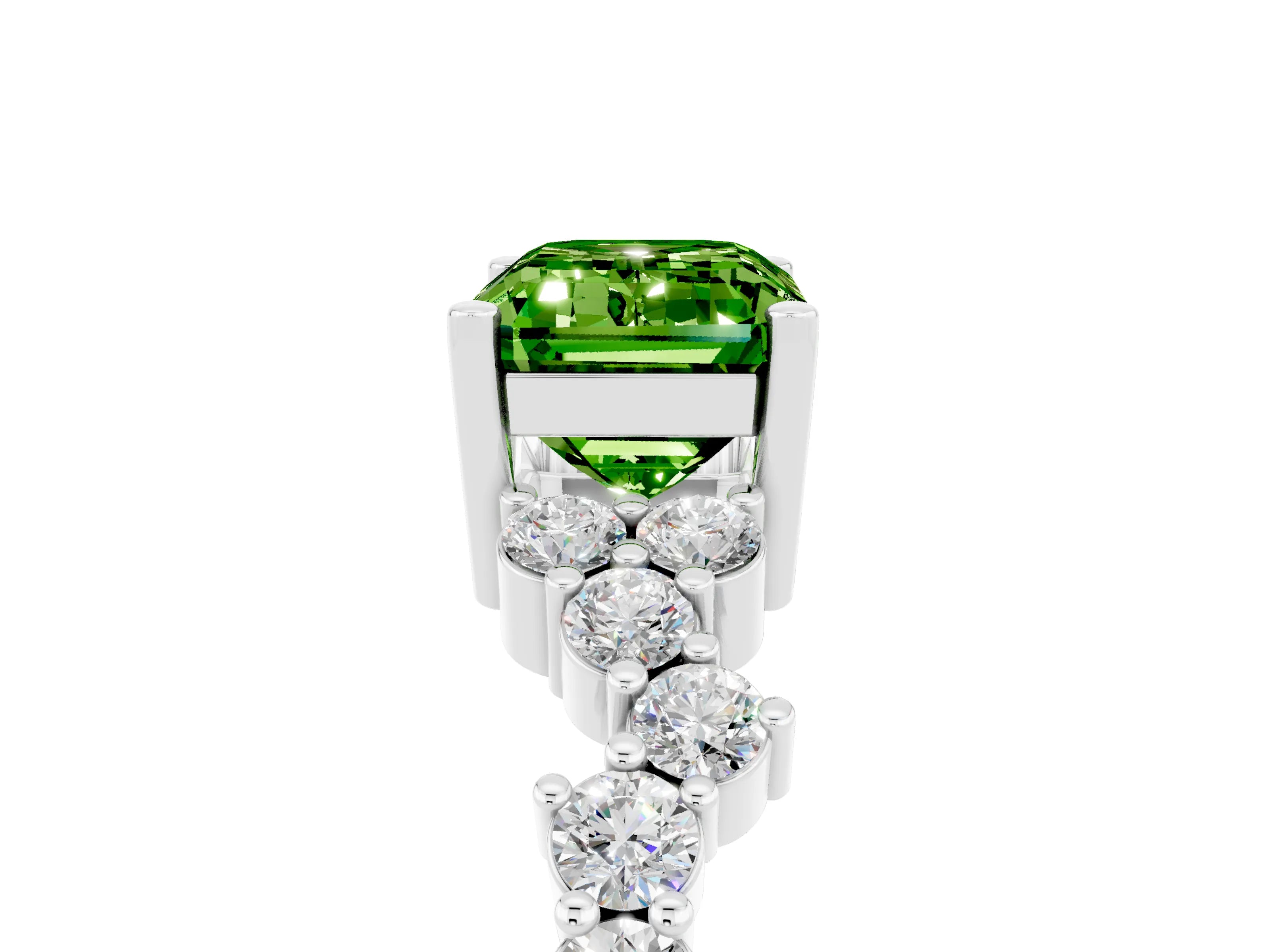 White gold Emerald Cut Diamond Cluster Pavé Band with Four-Prong Setting_5