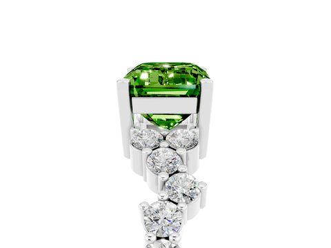White gold Emerald Cut Diamond Cluster Pavé Band with Four-Prong Setting_5