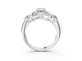 White gold Emerald Cut Diamond Cluster Ring with Round Accent Stones and Prong Setting on a Classic Band_81