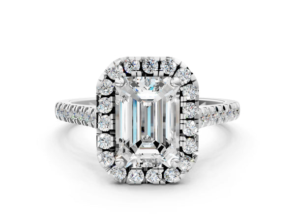 Platinum Cushion Cut Contoured Halo Pave Engagement Ring Setting