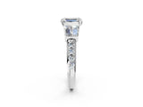 White gold Emerald Cut Diamond Engagement Ring with Baguette Side Stones and Channel Set Band_70