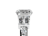 Platinum 2.42 Carat E VVS2 Emerald Diamond Engagement Ring with Baguette Side Stones and Channel Set Band
