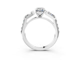 White gold Emerald Cut Diamond Engagement Ring with Baguette Side Stones and Channel Set Band_76