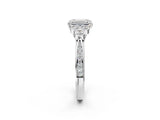 White gold Emerald Cut Diamond Engagement Ring with Bezel Set Round Side Stones and Prong Setting_75