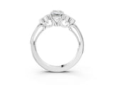 White gold Emerald Cut Diamond Engagement Ring with Bezel Set Round Side Stones and Prong Setting_76
