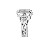 White gold Emerald Cut Diamond Engagement Ring with Bezel Set Round Side Stones and Prong Setting_78