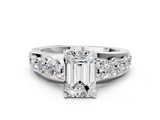 White gold Emerald Cut Diamond Engagement Ring with Pavé Band and Four-Prong Setting_41