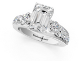 White gold Emerald Cut Diamond Engagement Ring with Pavé Band and Four-Prong Setting_42