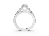 White gold Emerald Cut Diamond Engagement Ring with Pavé Band and Four-Prong Setting_44