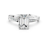 White gold Emerald Cut Diamond Engagement Ring with Side Stone Accents and Four-Prong Setting_109