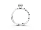 White gold Emerald Cut Diamond Engagement Ring with Side Stone Accents and Four-Prong Setting_112