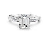 White gold Emerald Cut Diamond Engagement Ring with Side Stone Accents and Four-Prong Setting_56