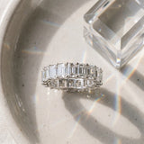 Silver Emerald Cut Diamond Eternity Band with Shared Prong Setting