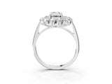 White gold Emerald Cut Diamond Floral Double Halo Engagement Ring with Prong Setting_46