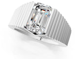 White gold Emerald Cut Diamond Fluted Mens Ring_13