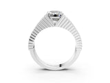 White gold Emerald Cut Diamond Fluted Mens Ring_15