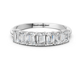White gold Emerald Cut Diamond Half Eternity Band with Prong Setting_52