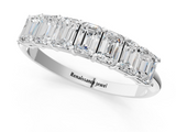 White gold Emerald Cut Diamond Half Eternity Band with Prong Setting_53