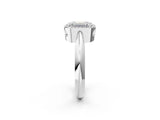 White gold Emerald Cut Diamond Halo Engagement Ring with Split Shank and Four-Prong Setting_116