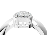 White gold Emerald Cut Diamond Halo Engagement Ring with Split Shank and Four-Prong Setting_118