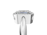 White gold Emerald Cut Diamond Halo Engagement Ring with Split Shank and Four-Prong Setting_119