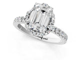 White gold Emerald Cut Diamond Halo Pave Band with Four-Prong Setting_4