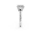 White gold Emerald Cut Diamond Halo Pave Band with Four-Prong Setting_5