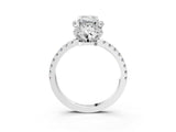 White gold Emerald Cut Diamond Halo Pave Band with Four-Prong Setting_6