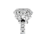 White gold Emerald Cut Diamond Halo Pave Band with Four-Prong Setting_8