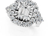 White gold Emerald Cut Diamond Halo Ring with Pavé Band and Four-Prong Setting_62