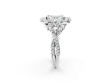 White gold Emerald Cut Diamond Halo Ring with Pavé Band and Four-Prong Setting_63