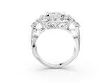 White gold Emerald Cut Diamond Halo Ring with Pavé Band and Four-Prong Setting_64