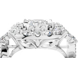 White gold Emerald Cut Diamond Halo Ring with Pavé Band and Four-Prong Setting_65
