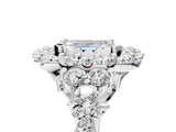 White gold Emerald Cut Diamond Halo Ring with Pavé Band and Four-Prong Setting_66