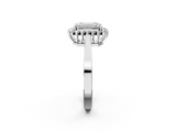 White gold Emerald Cut Diamond Halo Ring with Round Brilliant Halo and Solitaire Band_118