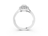 White gold Emerald Cut Diamond Halo Ring with Round Brilliant Halo and Solitaire Band_119