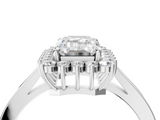 White gold Emerald Cut Diamond Halo Ring with Round Brilliant Halo and Solitaire Band_120