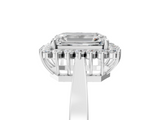 White gold Emerald Cut Diamond Halo Ring with Round Brilliant Halo and Solitaire Band_121