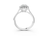 White gold Emerald Cut Diamond Halo Ring with Solitaire Band and Prong Setting_86