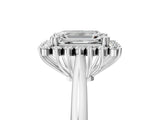 White gold Emerald Cut Diamond Halo Ring with Solitaire Band and Prong Setting_88