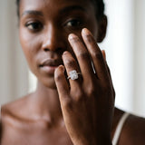 White gold Emerald Cut Diamond Halo Ring with Split Shank and Four-Prong Setting_61