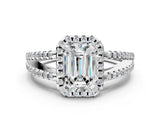 White gold Emerald Cut Diamond Halo Split Shank Engagement Ring_79