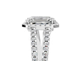 White gold Emerald Cut Diamond Halo Split Shank Engagement Ring_84