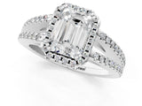 White gold Emerald Cut Diamond Halo Split Shank Engagement Ring_85