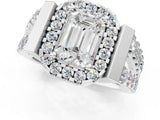 White gold Emerald Cut Diamond Halo Split Shank Prong Set Ring_8
