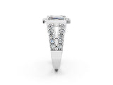 White gold Emerald Cut Diamond Halo Split Shank Prong Set Ring_9