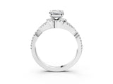White gold Emerald Cut Diamond  Halo Twist Band Solitaire Prong Setting Ring_15